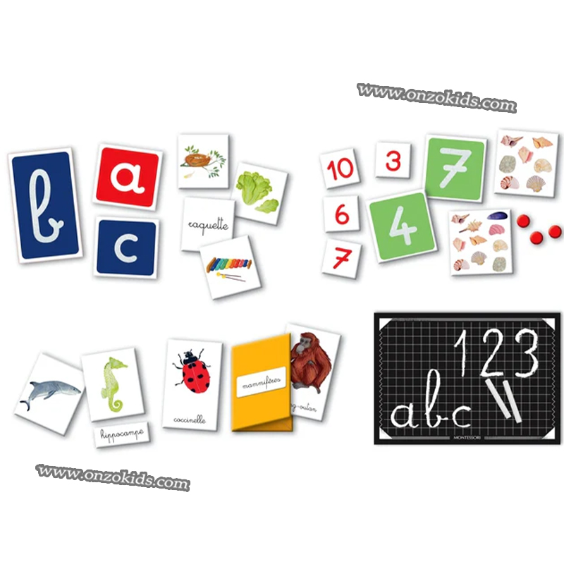 Jeu éducatif Montessori mon coffret de jeux 10 activités lettres nombres animaux-3-6ans - Image 2