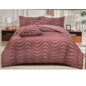 Parure de lit-5pcs:cl 240x260cm/2 coussins-30x50cm/2taies-50x70cm-en polyester-taupe