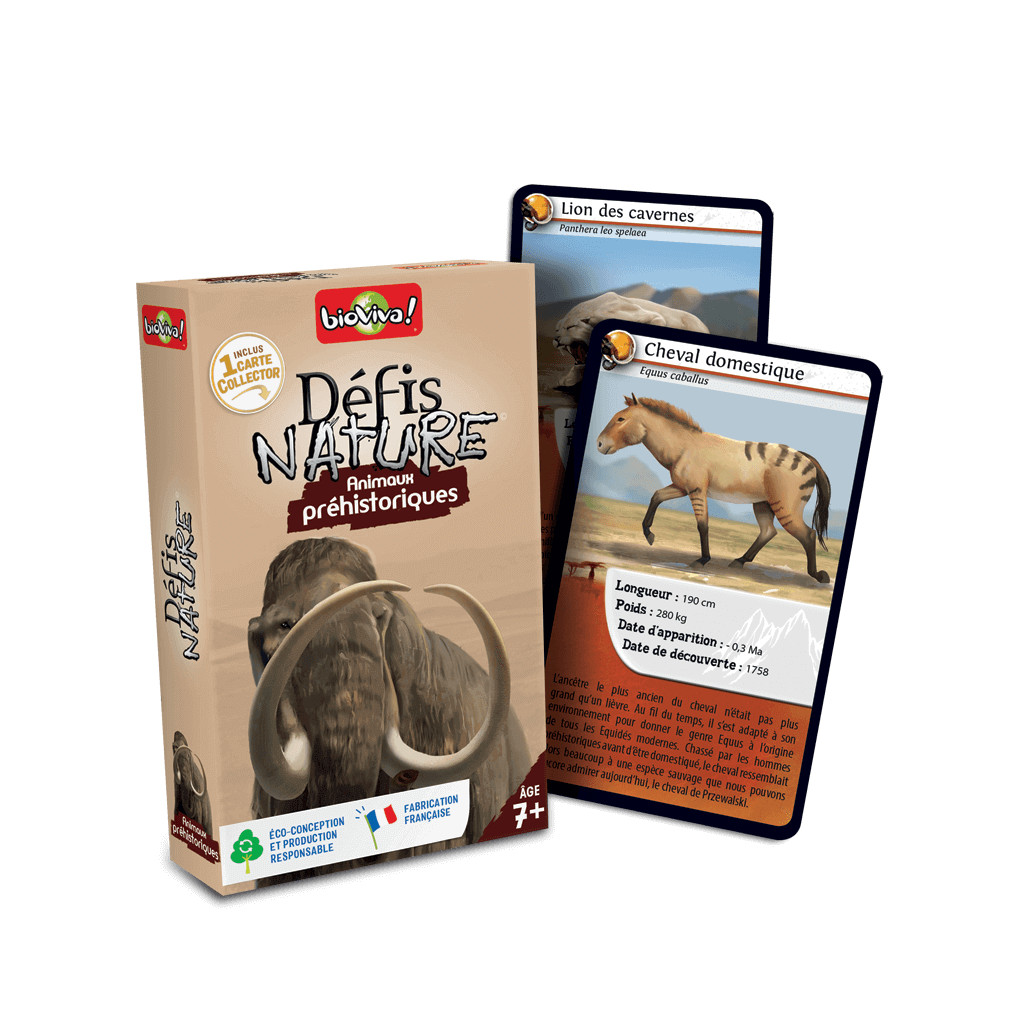 Jeu defis nature animaux prehistoriques-37cartes +7ans