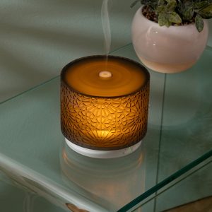 Diffuseur de senteur electrique-100ml-en bois Elsy effet marbre-blanc