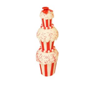Noel cupcakes empiles 3 niveaux-rouge-blanc-21x21x65cm