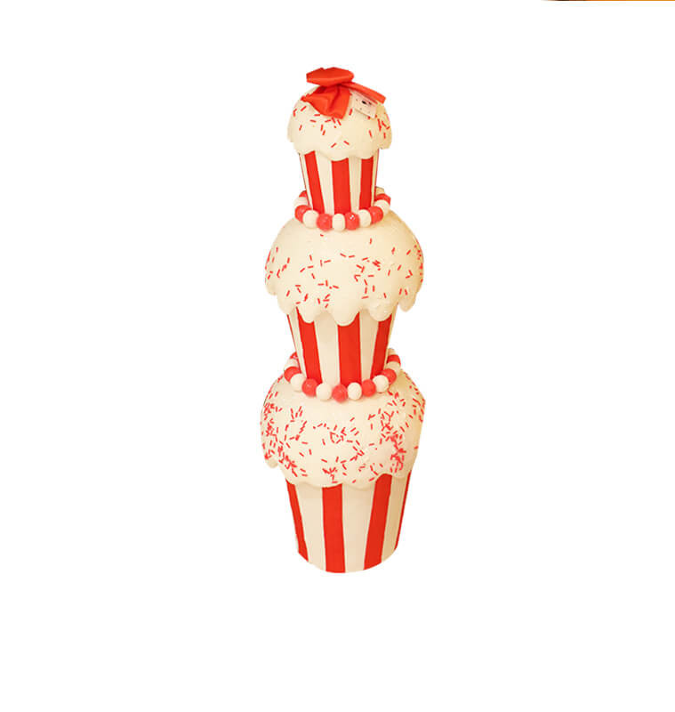 Noel cupcakes empiles 3 niveaux-rouge-blanc-21x21x65cm