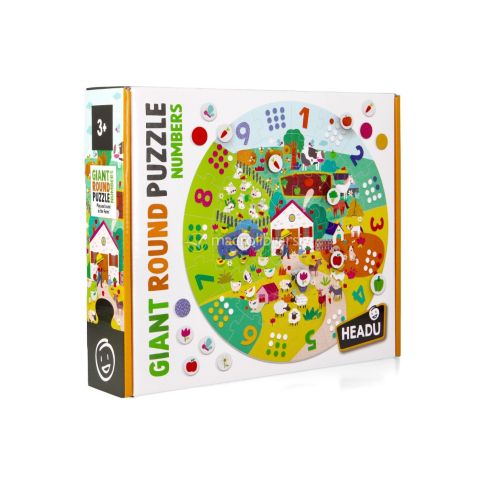 PUZZLE EDUCATIF-37PCS ROND 44X44CM-LA FERME +3ANS