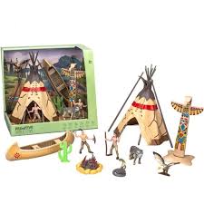Indiens d'Amérique set figurine + totem + accessoires