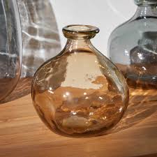 Vase en verre-14x16cm-forme bouteille 2 couleur ASST