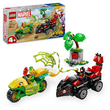 Lego course poursuite entre spin et slectro en dino vehicules marvel +4ans