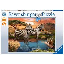 PUZZLE 500PCS ZEBRES AU PLAN D'EAU