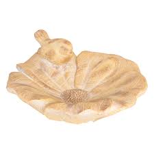 Centre de table en résine rond-36cm-deco oiseau-beige