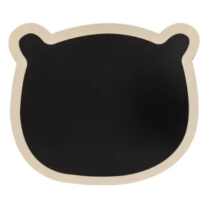 Tableau ardoise-48,5x53cm-forme tête de chat-noir-beige