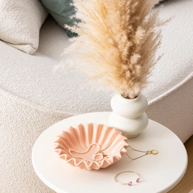 Vide poche en céramique rond-18cm-forme coquillage-beige ASST