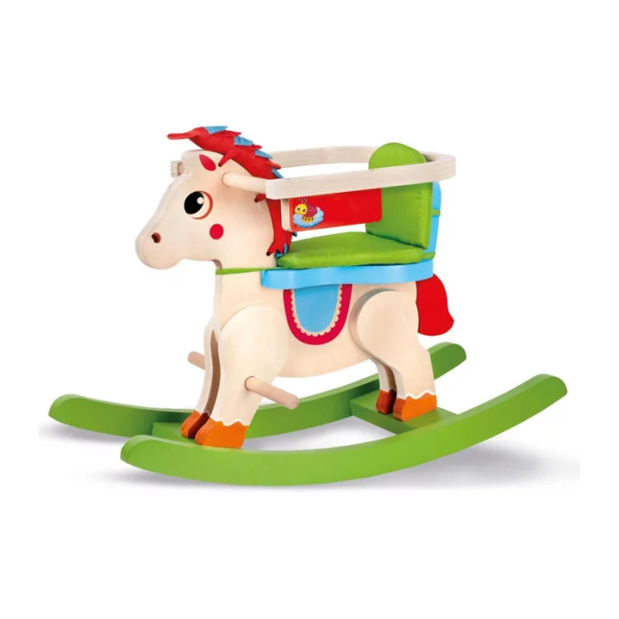 Jeu éducatif Montessori cheval a bascule pony en bois sons et mélodies-12-36mois - Image 2