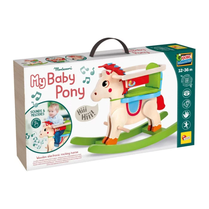 Jeu éducatif Montessori cheval a bascule pony en bois sons et mélodies-12-36mois - Image 5