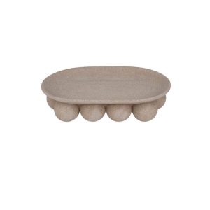 Centre de table en resine-36x22cm-socle forme balles-beige