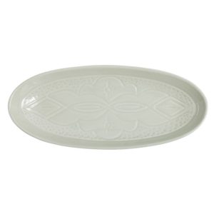 Plateau ovale en porcelaine -41x18cm- sienna -vert menthe
