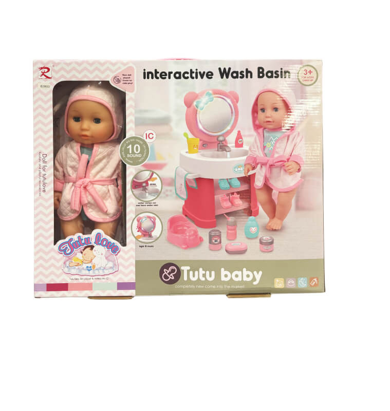 Poupon + accessoires douche tutu love 14'' électrique-rose-multi