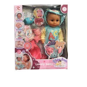Poupon +accessoires bebe 14''-10sons fille/garçon ASST