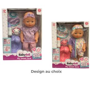 Poupée + accessoires bebe 12'' 2 couleurs ASST