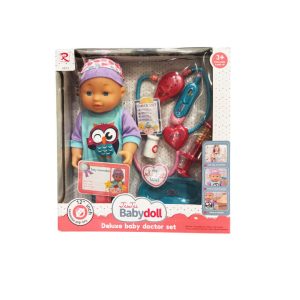 Poupon + accessoires docteur 12'' violet/rouge multi ASST