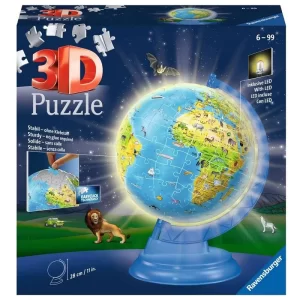 Puzzle-188pcs-3d globe terrestre lumineux +6ans
