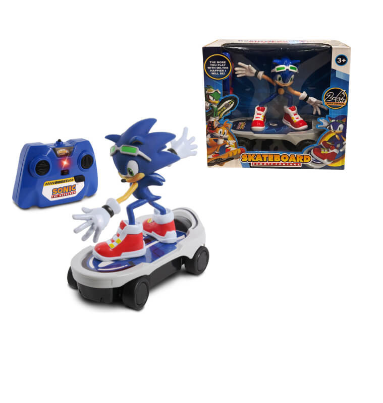 Figurine sonic sur skateboard r/c-bleu