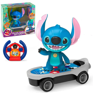 Figurine stitch sur skateboard r/c bleu