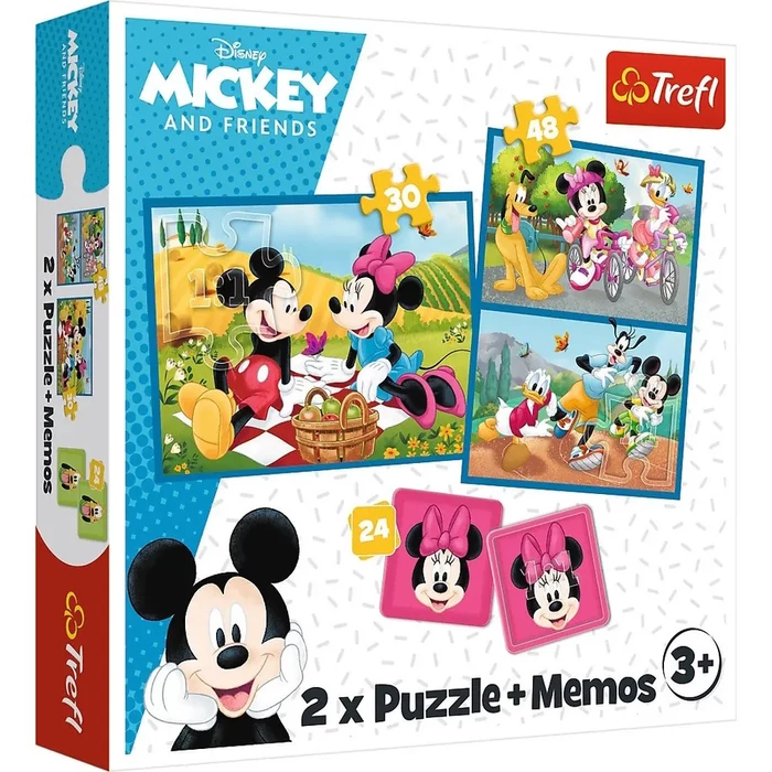 Puzzle-2pcs+memos mickey and Friends+3ans