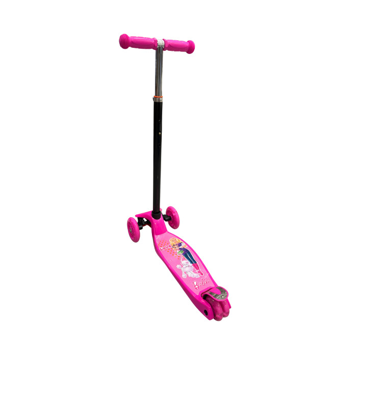 Trotinette 3 roues en métal/plastique Barbie roues lumineuses-rose - Image 2