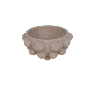 Bol decoratif en resine-23cm-deco balles-beige