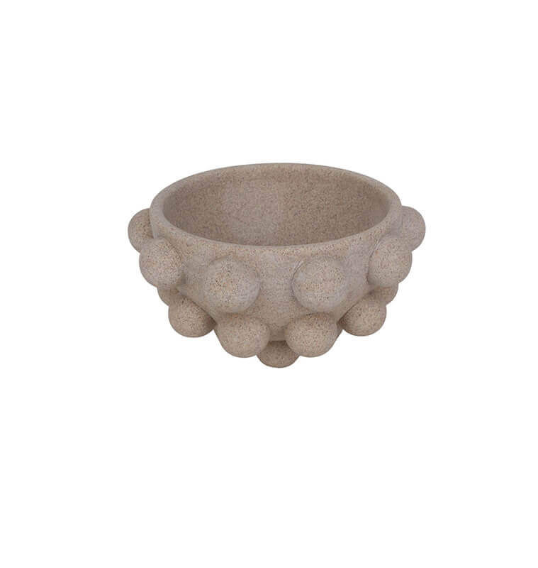 Bol decoratif en resine-23cm-deco balles-beige
