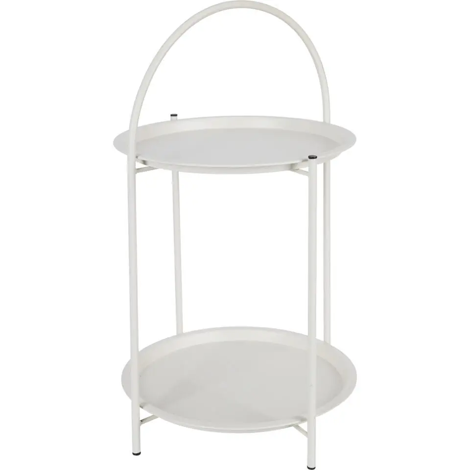 Table d'appoint ronde-40x66cm-2 niveaux tout en métal-blanc – Image 3