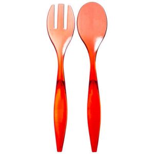 COUVERT A SALADE EN PLASTIQUE-2PCS-29CM-ROUGE