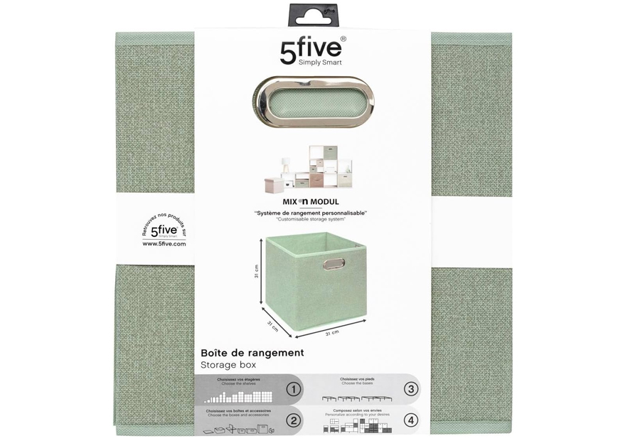 Boite de rangement pliable-31x31x31cm-modulable en textile-vert sauge – Image 2
