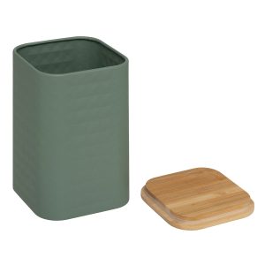 BOITE A PROVISIONS EN METAL-COUVERCLE EN BAMBOU-ASST