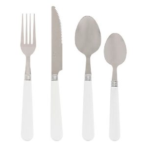 MENAGERE-24PCS-EN INOX COLORAMA MANCHE BLANC