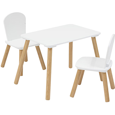 TABLE+2 CHAISES-58X43X38CM-PIEDS EN BOIS ALEX KIDS NATUREL-BLANC – Image 3