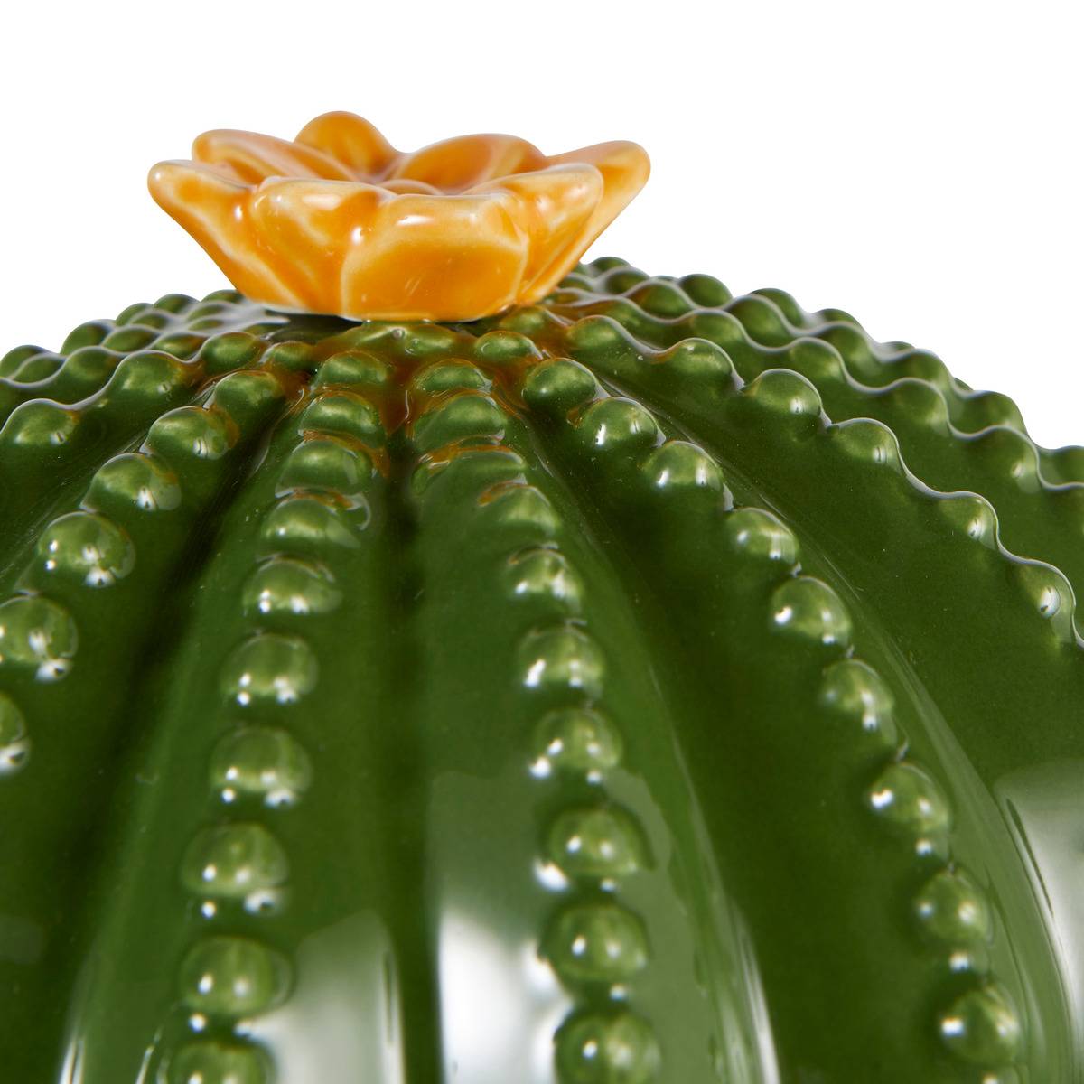 Boite en céramique + couvercle-15,5x11x16cm-forme cactus yuca-vert – Image 2