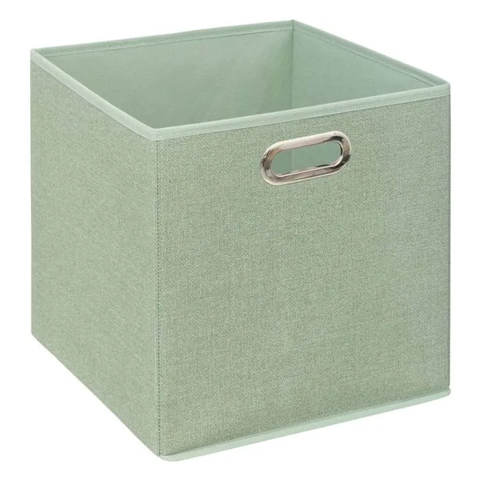 Boite de rangement pliable-31x31x31cm-modulable en textile-vert sauge
