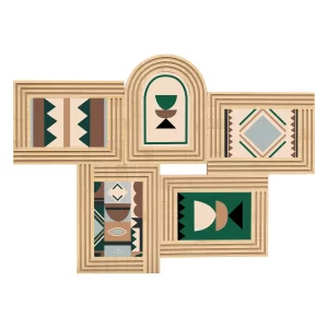 Cadre photo pêle-mêle-5 photos en bois Olivia naturel