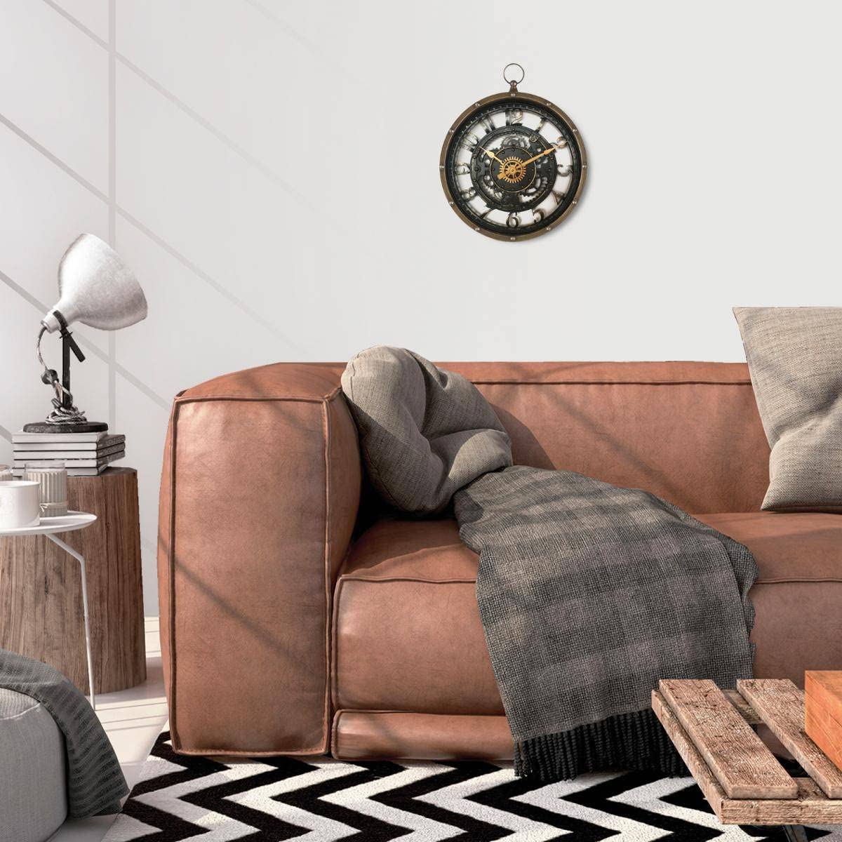 Horloge murale ronde en plastique-27cm-mecanisme liliana bronze-noir – Image 3