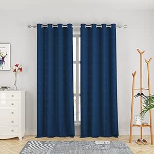 RIDEAU PRET A POSER-250X265CM-EN POLYESTER-BLEU FONCE