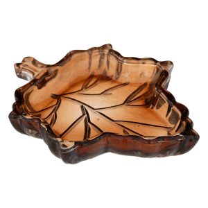 Vide poche en verre-14cm-forme feuille ASST