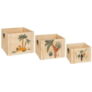 Cagette de rangement en bois-3pcs-irem kids jungle