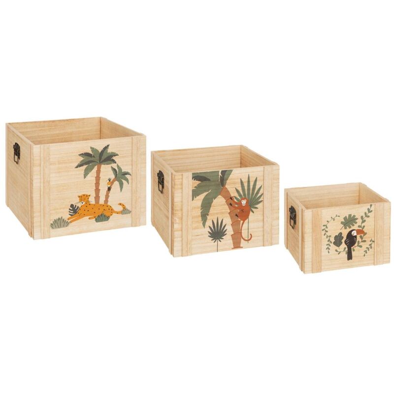 Cagette de rangement en bois-3pcs-irem kids jungle