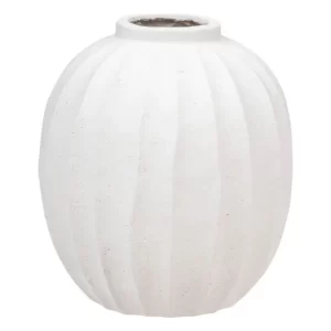 Vase en ceramique-44,5cm-forme boule amia-blanc