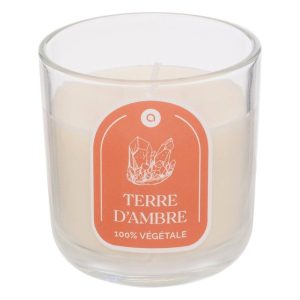 BOUGIE PARFUMEE-610G-DANS PHOTOPHORE EN VERRE-TERRE AMBRE
