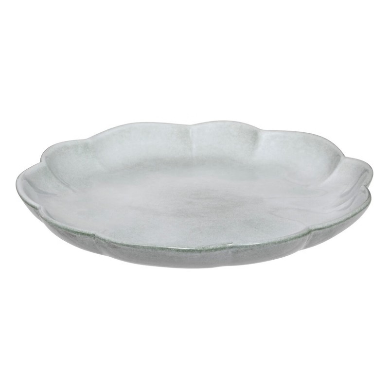 Assiette plate ronde en porcelaine -26cm-forme fleur Aude vert céladon – Image 3