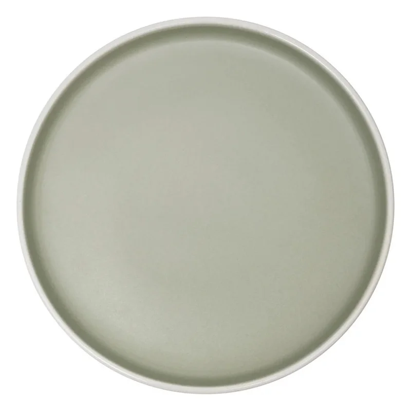 ASSIETTE PLATE RONDE-EN PORCELAINE-26CM-ALIX-VERT MAT