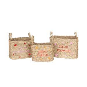 Panier en fibre végétale tresse-3pcs-neree for kids amour