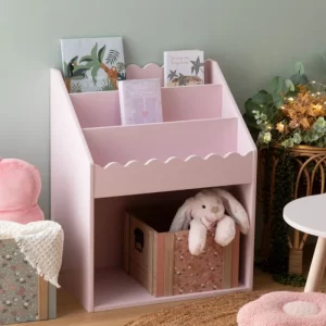 BIBLIOTHEQUE ENFANT EN BOIS-48X60X32CM-ROSE
