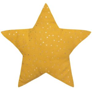 COUSSIN DECORATIF-40CM-FORME ETOILE-OYA OCRE